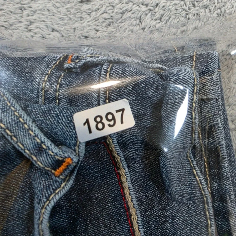 True Religion Ricky Denim Shorts Men 32 Blue Relaxed Straight Horseshoe Flap Pkt